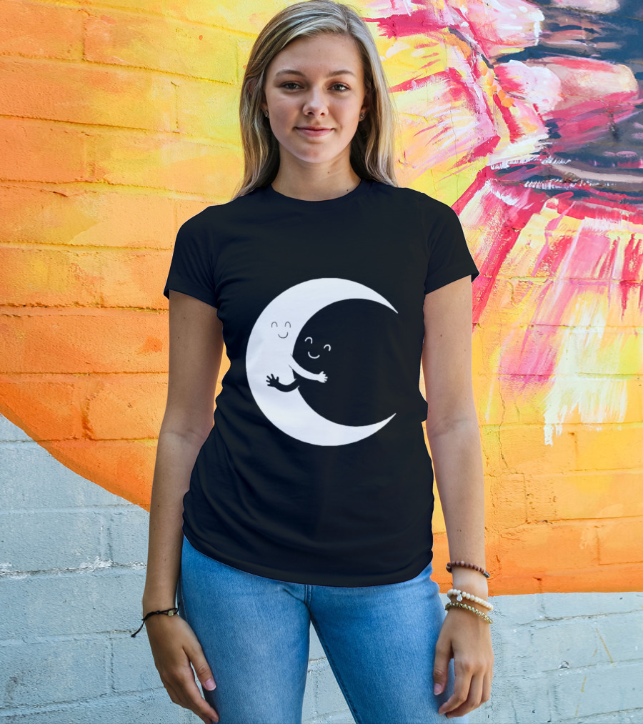 Celestial Hugging Moon Crescent Night Sky Space T-Shirt