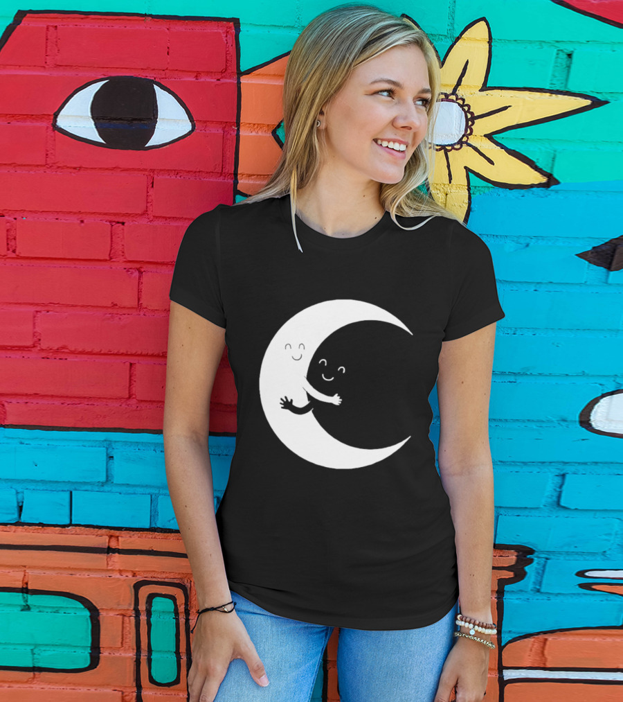 Celestial Hugging Moon Crescent Night Sky Space T-Shirt