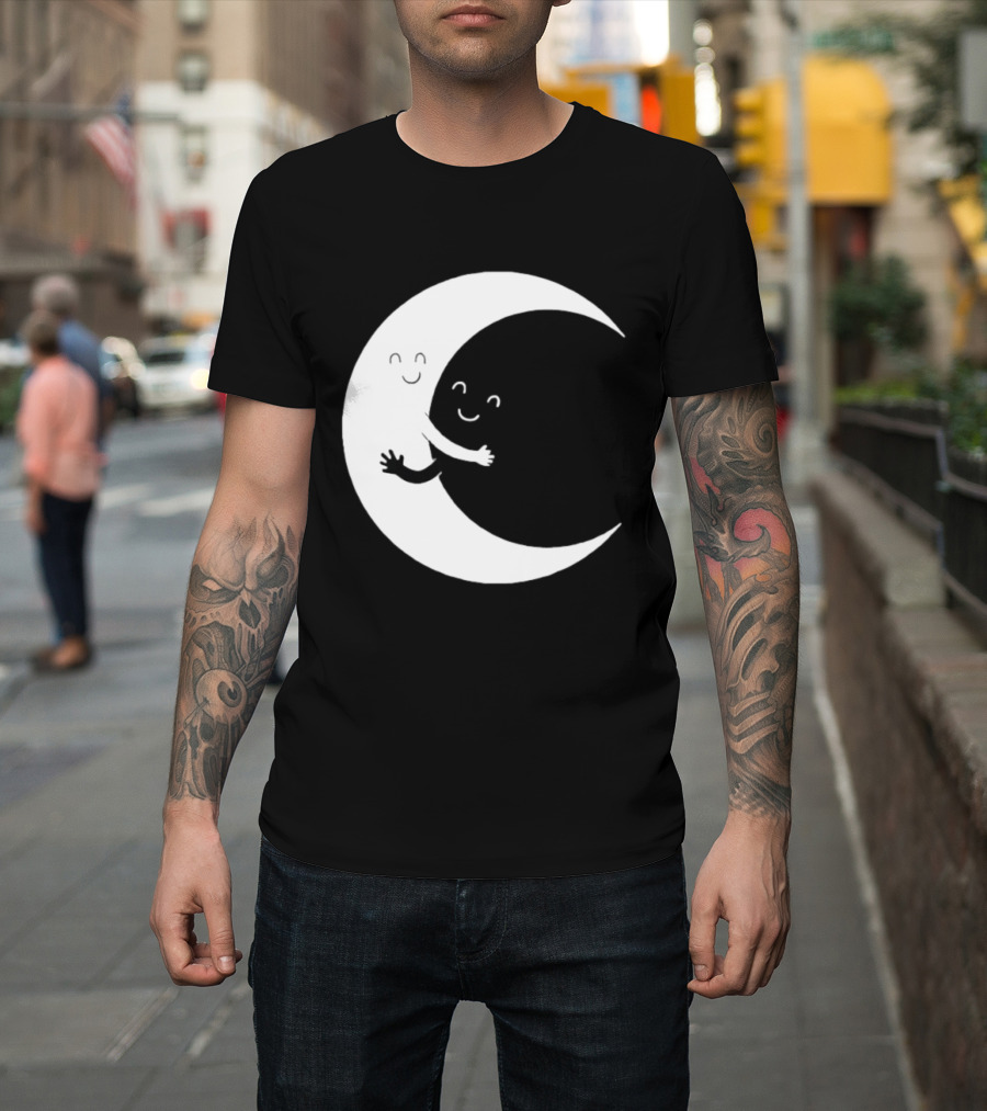 Celestial Hugging Moon Crescent Night Sky Space T-Shirt