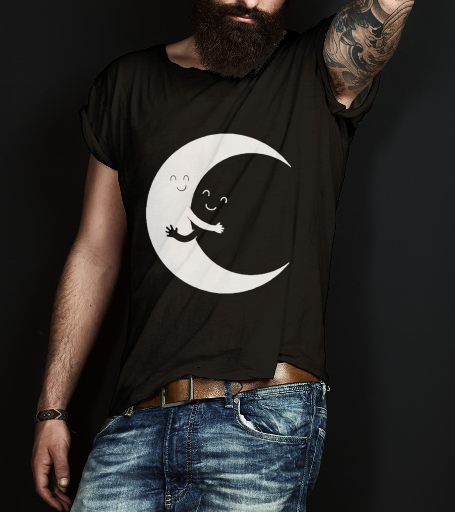 Celestial Hugging Moon Crescent Night Sky Space T-Shirt