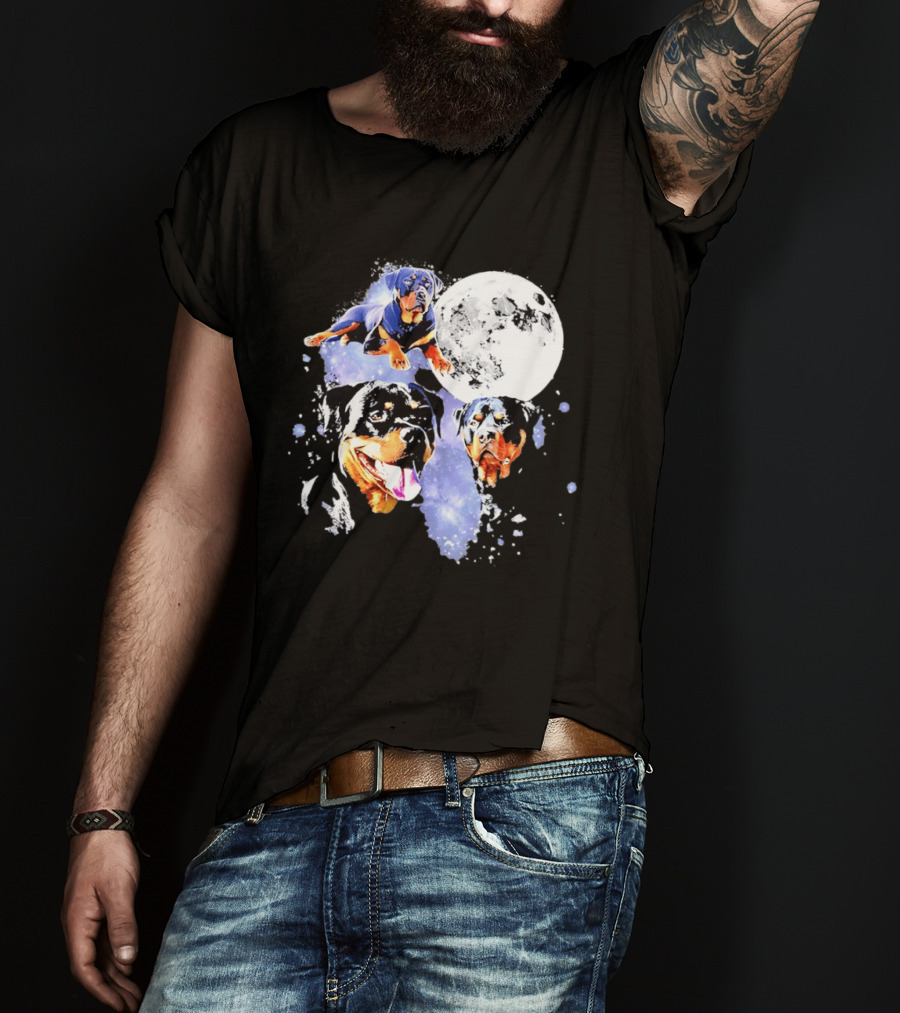 Rottweiler Galaxy Moon Space Celestial Dog Breed Lover Pet Owner Lunar Canine Adventure T-Shirt