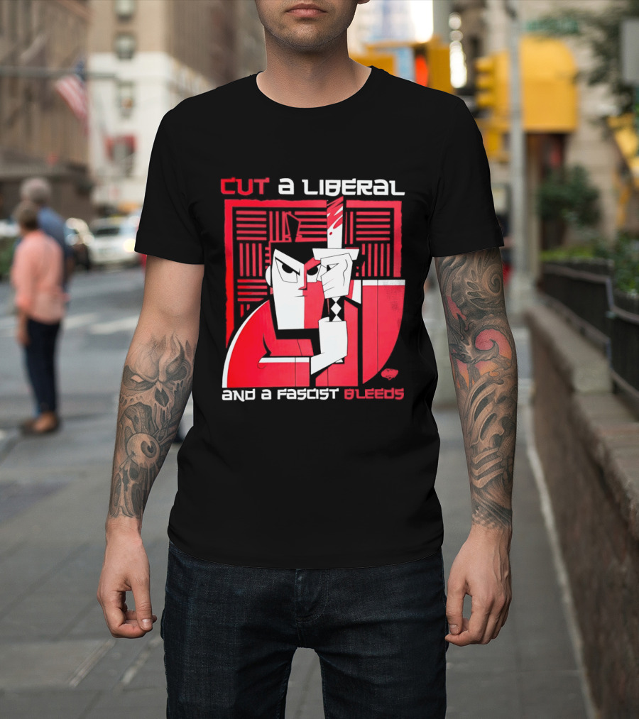 Samurai Jack Cut A Liberal And A Fascist Bleeds Political Art Image T-Shirt