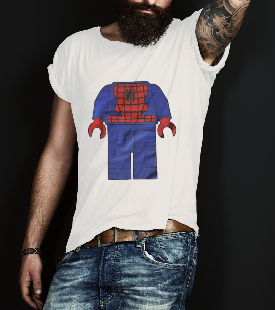 Lego Spider Man Minifigure Marvel Super Hero Iconic Costume Red And Blue Suit T-Shirt