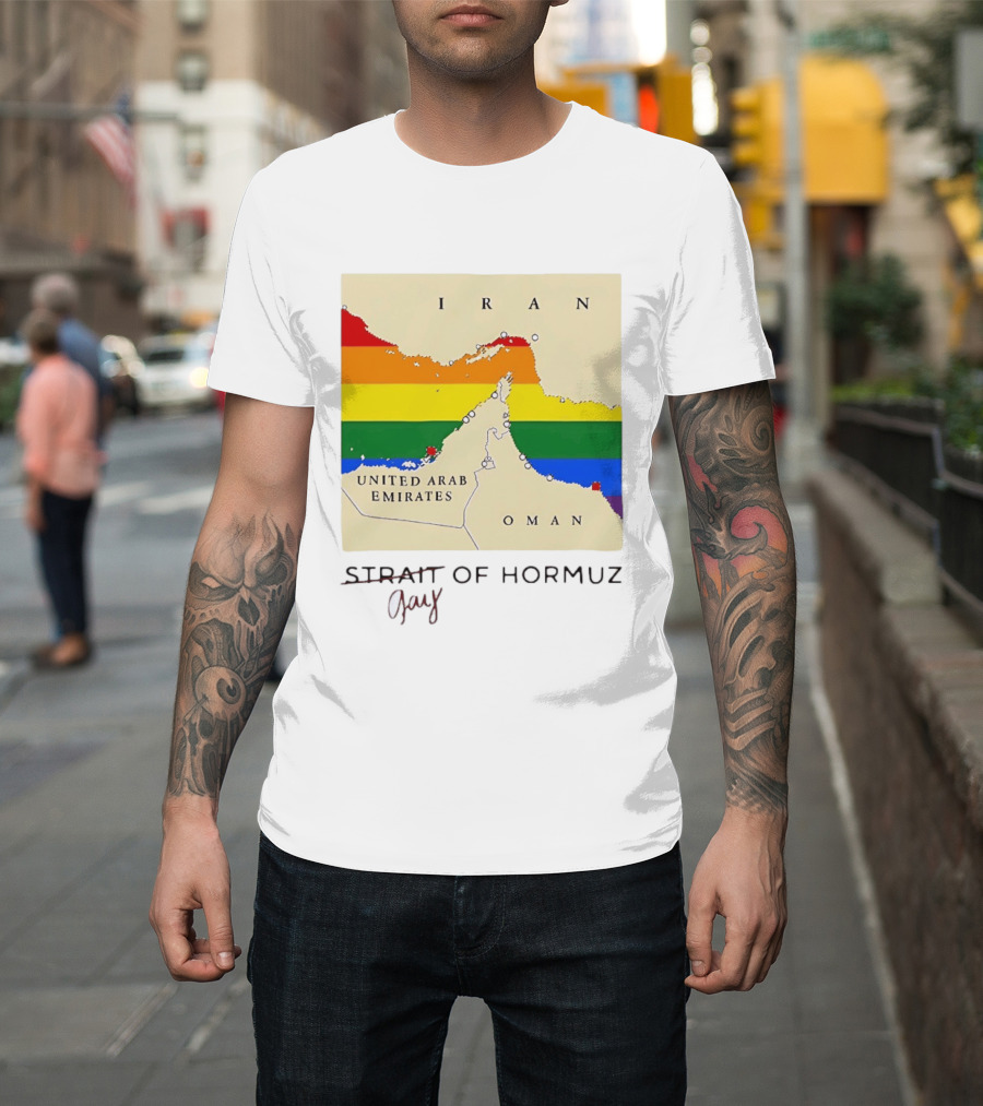 Strait Of Hormuz Map Pride Rainbow Gay Wordplay Pun T-Shirt