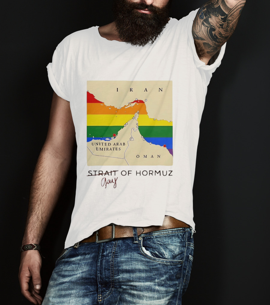 Strait Of Hormuz Map Pride Rainbow Gay Wordplay Pun T-Shirt