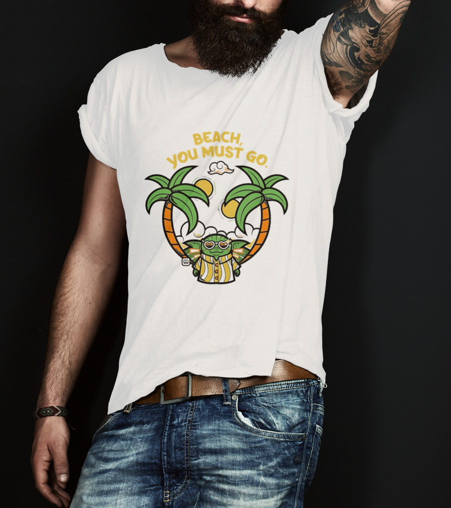 Grogu Hawaiian Outfit Beach You Must Go Palm Trees Sunglasses T-Shirt