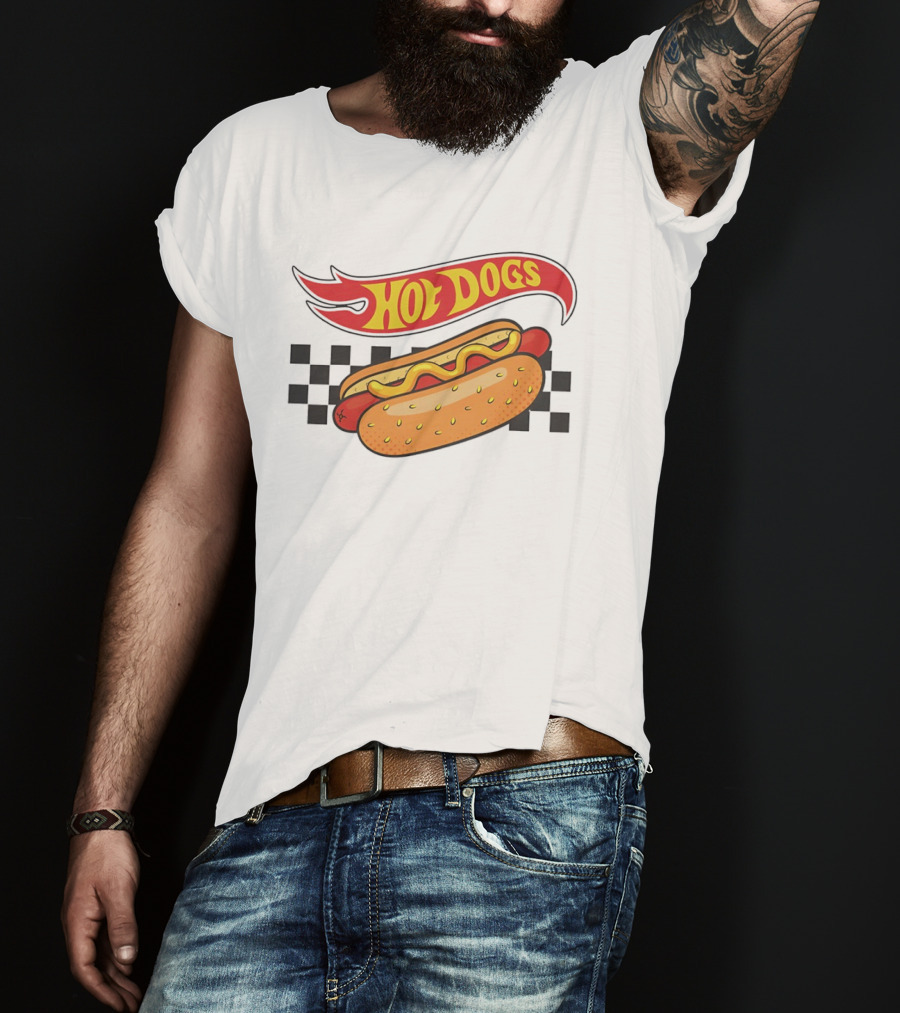 Hot Dogs Checkerboard Flame And Bun T-Shirt