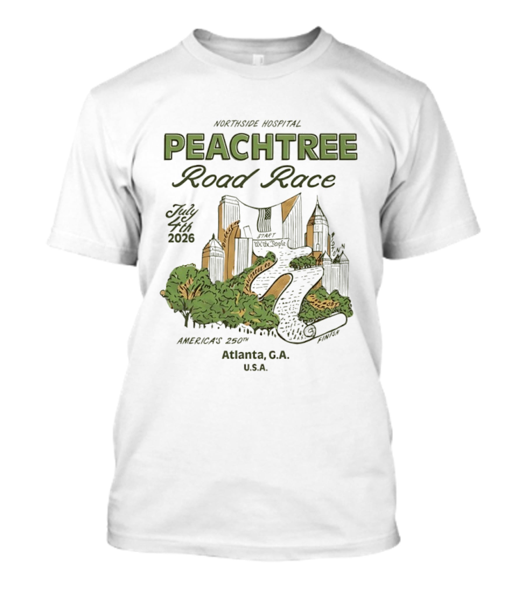 Northside Hospital Peachtree Road Race July 4 2026 America's 250th Atlanta GA USA T-Shirt