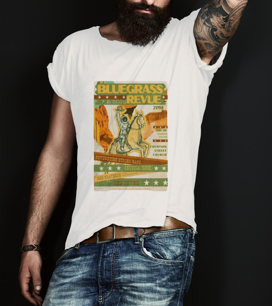 Bluegrass Revue Grand Rapids MI July 18 2026 Futuretime String Band Sequoia Rose Red Thyme T-Shirt