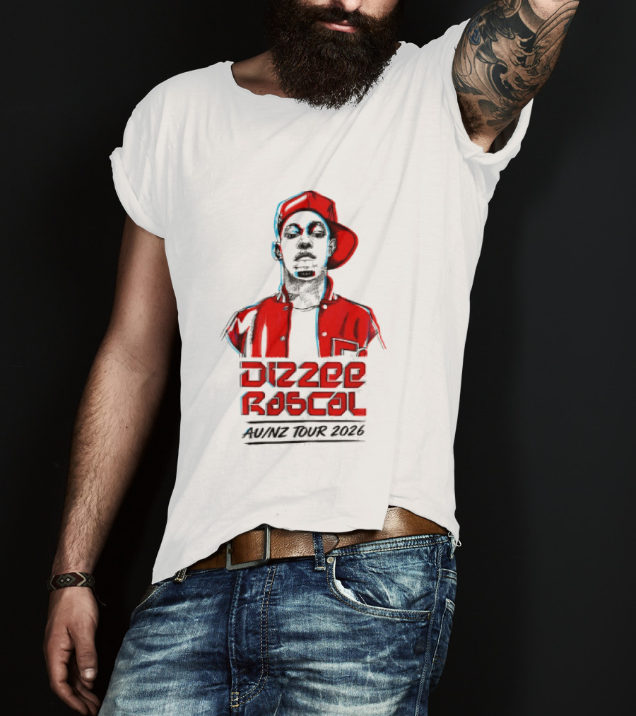 Dizzee Rascal AU NZ Tour 2026 Red Graphic Cap Image T-Shirt