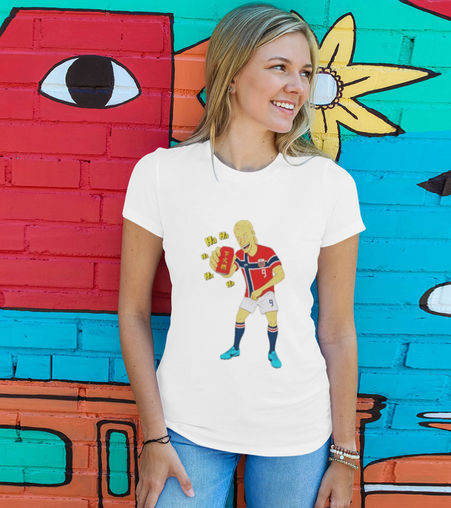 Erling Haaland Norway No 9 Laughing Cartoon Style Bootleg T-Shirt