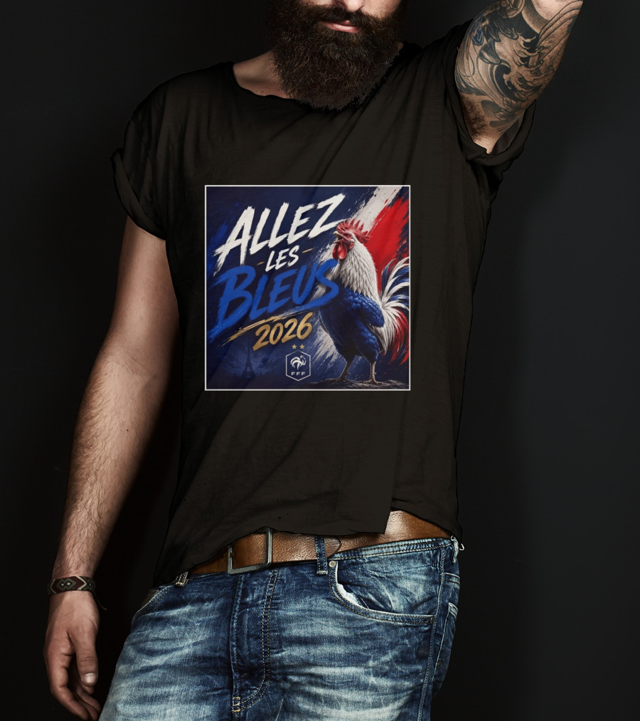 Allez Les Bleus 2026 FFF French Rooster Eiffel Tower T-Shirt