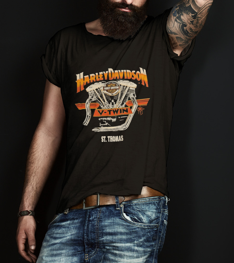 Harley Davidson Motor Cycles V Twin St Thomas 1987 T-Shirt