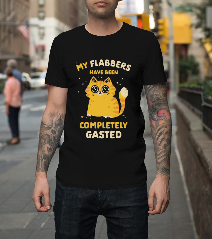 Shocked Cartoon Cat My Flabbers Have Been Completely Gasted T-Shirt