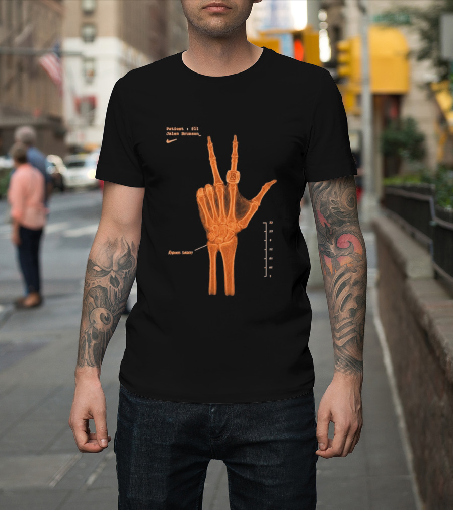 New York Knicks Jalen Brunson X Ray Nike 13 Wrist Surgery T-Shirt