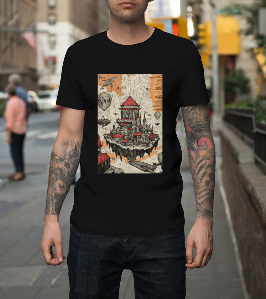 Opeth 2026 Summer Tour Exclusive Floating City With Whales And Balloons T-Shirt