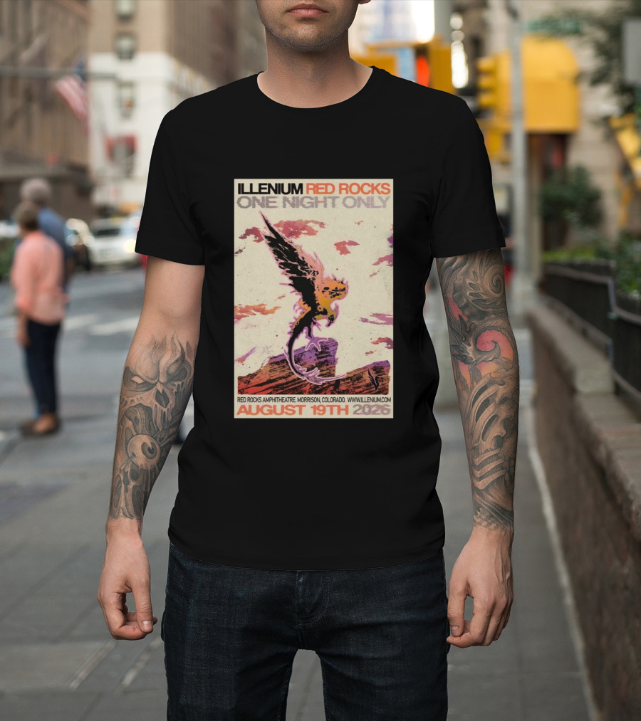 Illenium Red Rocks One Night Only August 19th 2026 Red Rocks Amphitheatre Morrison Colorado Www.illenium.com T-Shirt