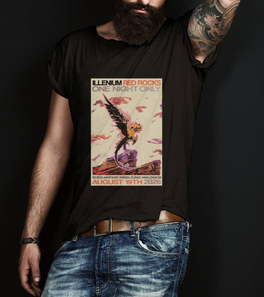Illenium Red Rocks One Night Only August 19th 2026 Red Rocks Amphitheatre Morrison Colorado Www.illenium.com T-Shirt