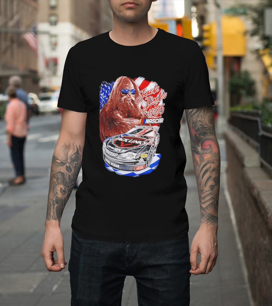 Jack Link's Bigfoot #85 NASCAR American Flag Non Vegan T-Shirt