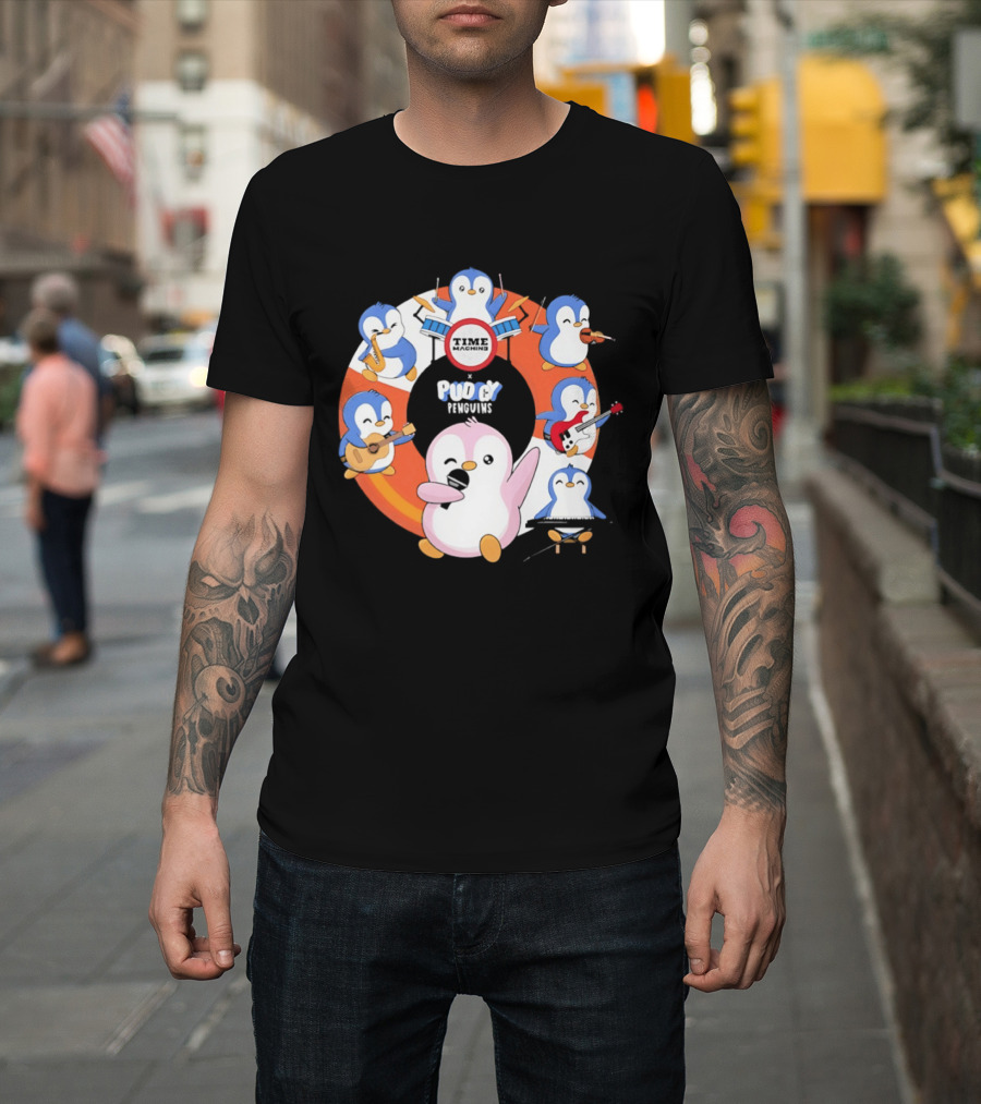 Pudgy Penguins Time Machine Band Musical Penguins Party T-Shirt
