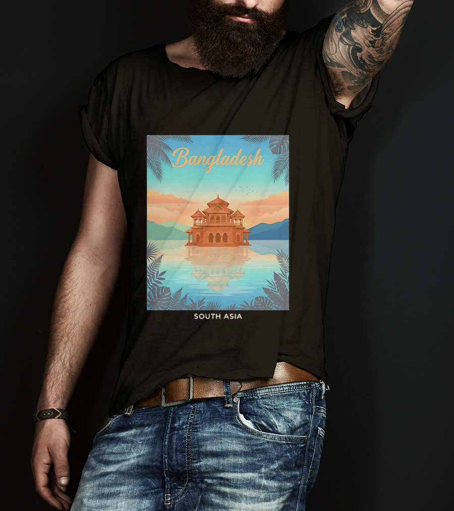 Bangladesh South Asia Travel Mosque On Water T-Shirt