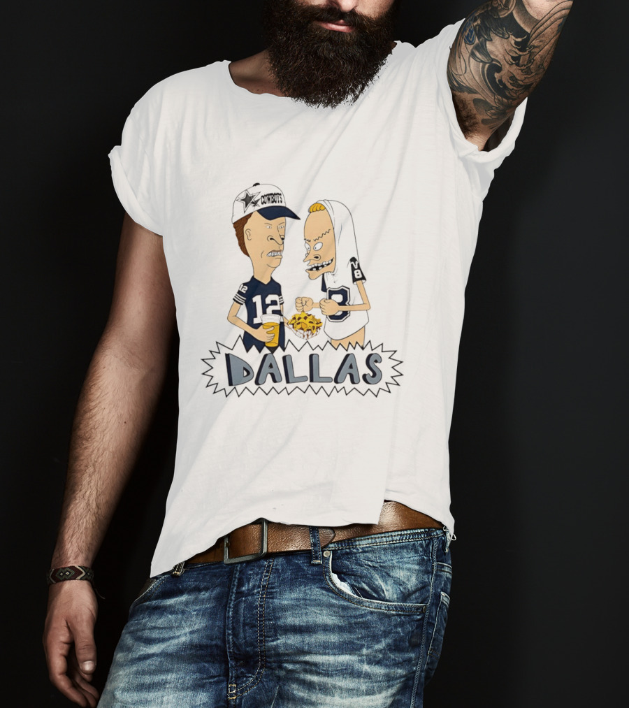 Beavis And Butt Head Dallas Cowboys Football Fans Nachos Eating Fun T-Shirt