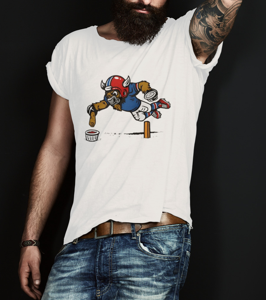 Buffalo Bills Pizza Logs Football Jumping Buffalo With Helmet And Snack T-Shirt