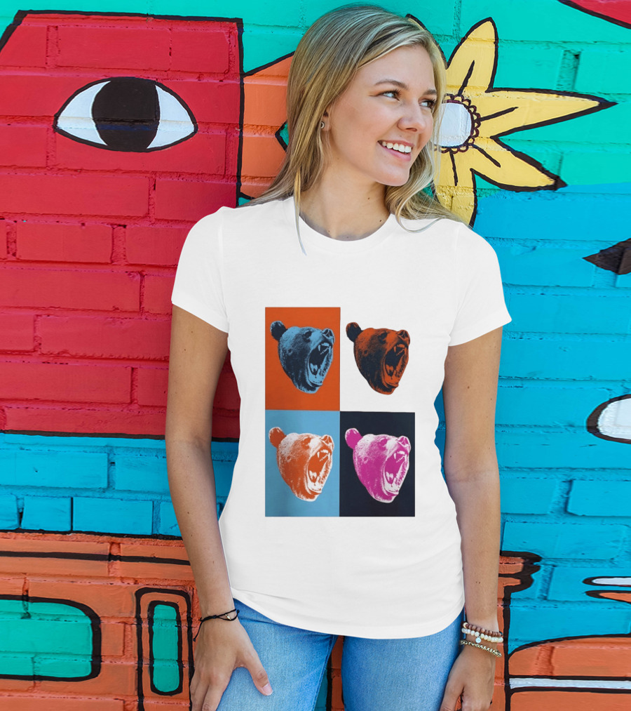 Chicago Bears 2026 Draft Party Pop Art Bear Heads Color Variations T-Shirt