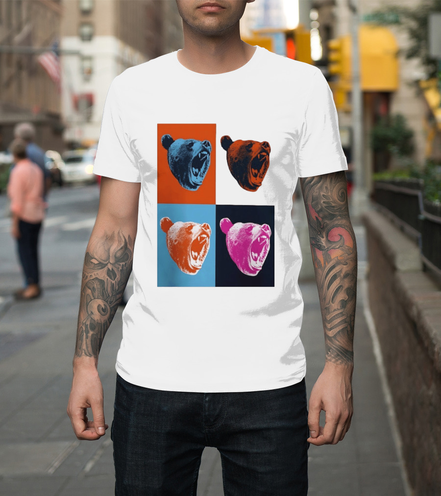 Chicago Bears 2026 Draft Party Pop Art Bear Heads Color Variations T-Shirt