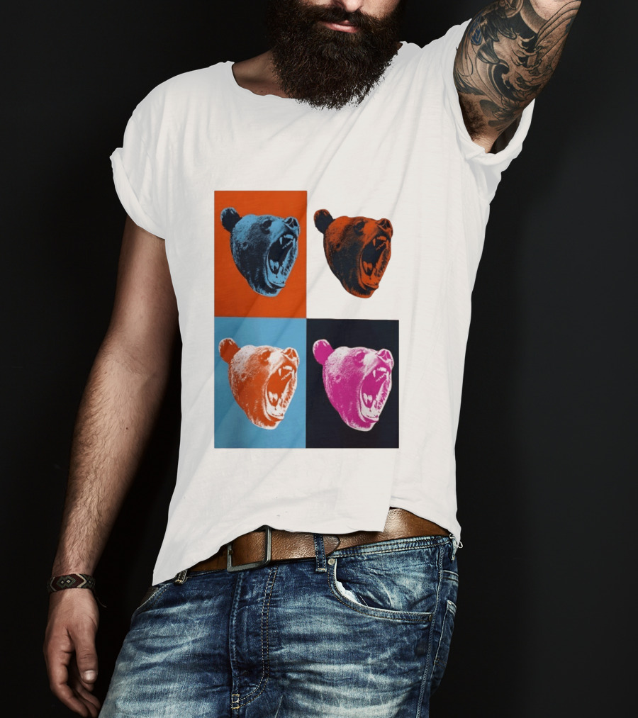 Chicago Bears 2026 Draft Party Pop Art Bear Heads Color Variations T-Shirt