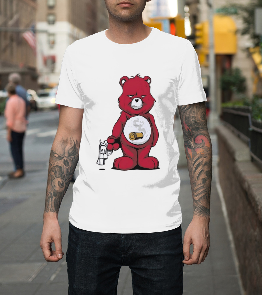 Red Bear With Revolver .38 Special Bullet Smoke T-Shirt