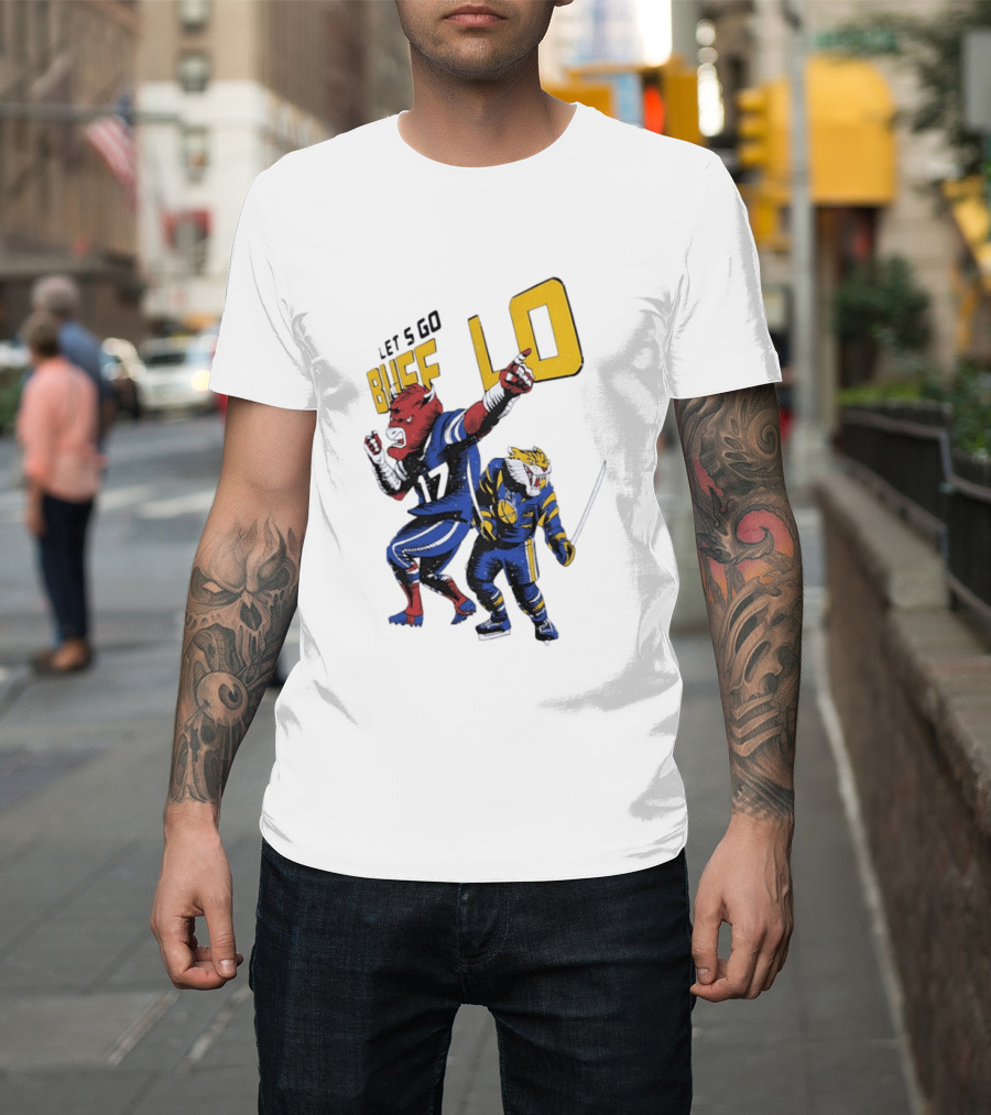 Let's Go Buffalo 17 Distressed Sports Mascots Football And Hockey T-Shirt