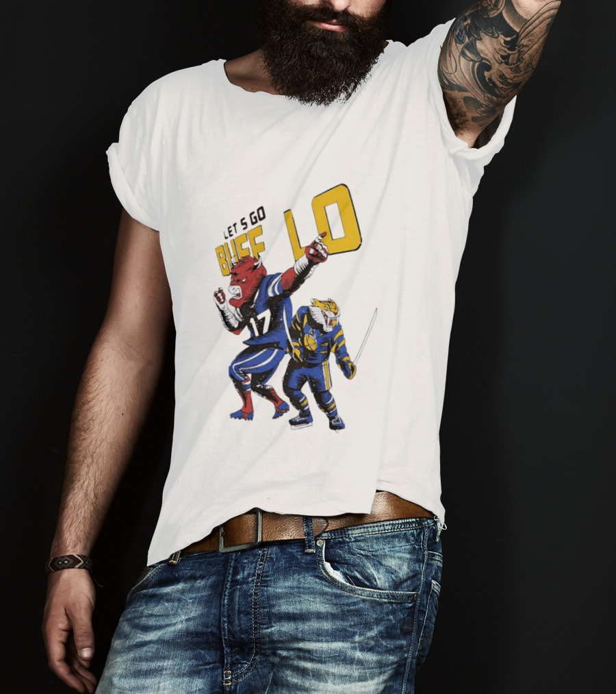 Let's Go Buffalo 17 Distressed Sports Mascots Football And Hockey T-Shirt