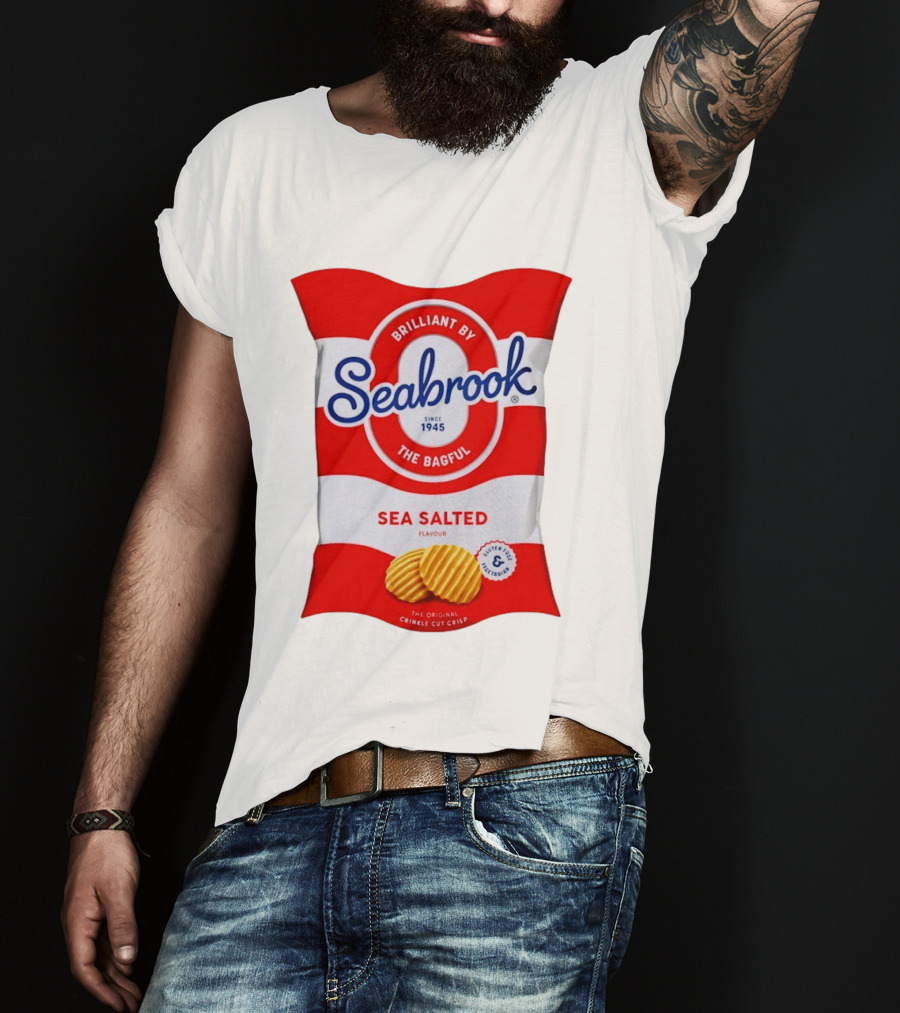 Seabrook Brilliant By The Bagful Sea Salted Flavour Since 1945 Crinkle Cut Crisps Gluten Free Vegetarian T-Shirt