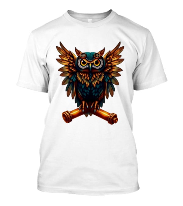 Steampunk Owl With Gears And Pistons Mechanic Aesthetic T-Shirt