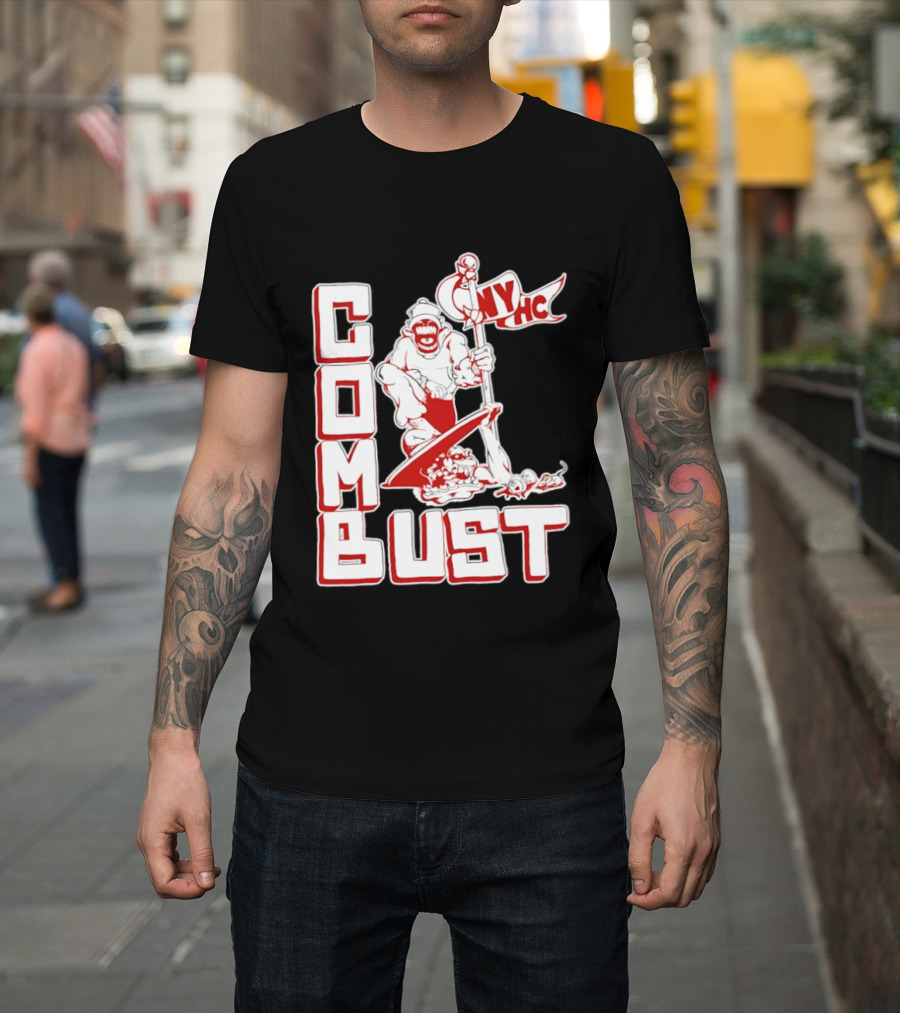 New York Hardcore Combat Bust NYHC Monster Flag T-Shirt