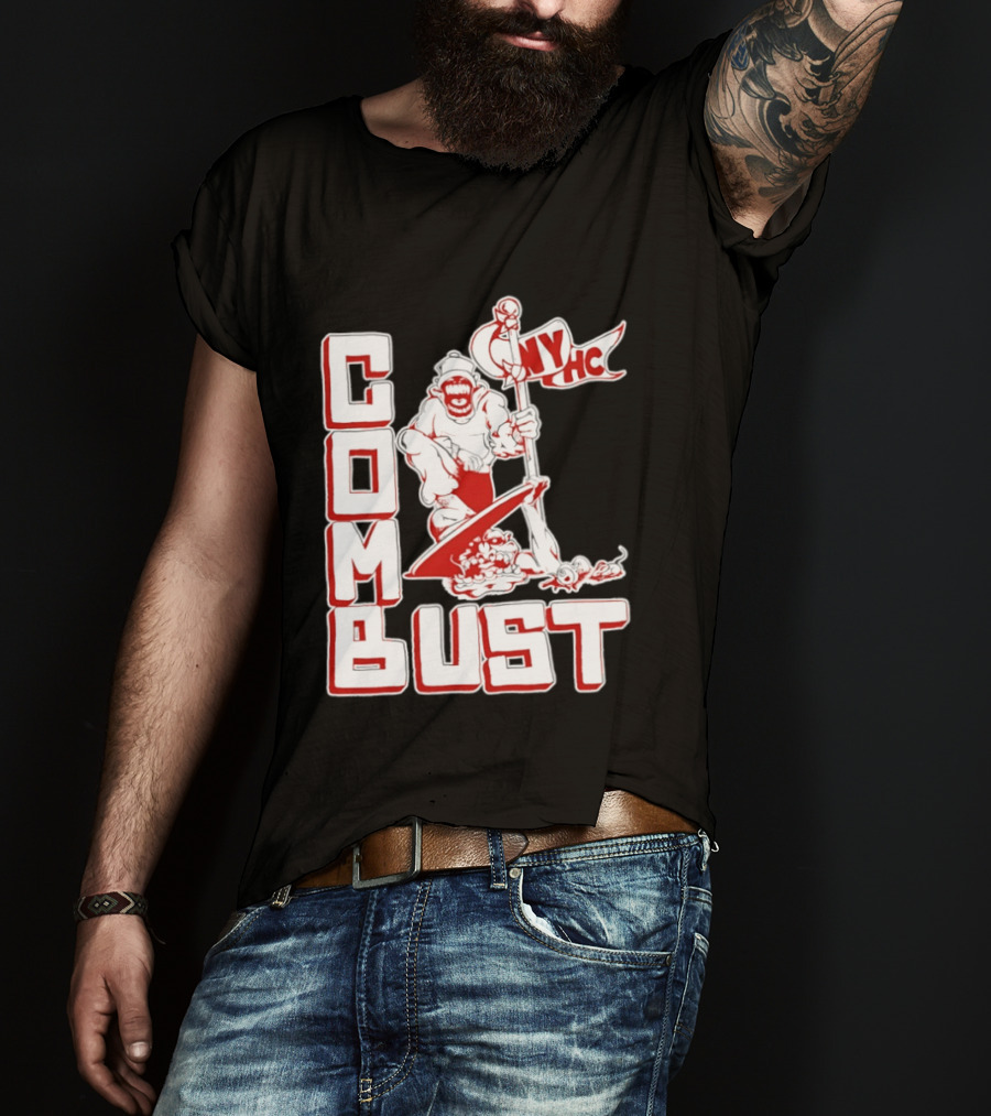 New York Hardcore Combat Bust NYHC Monster Flag T-Shirt