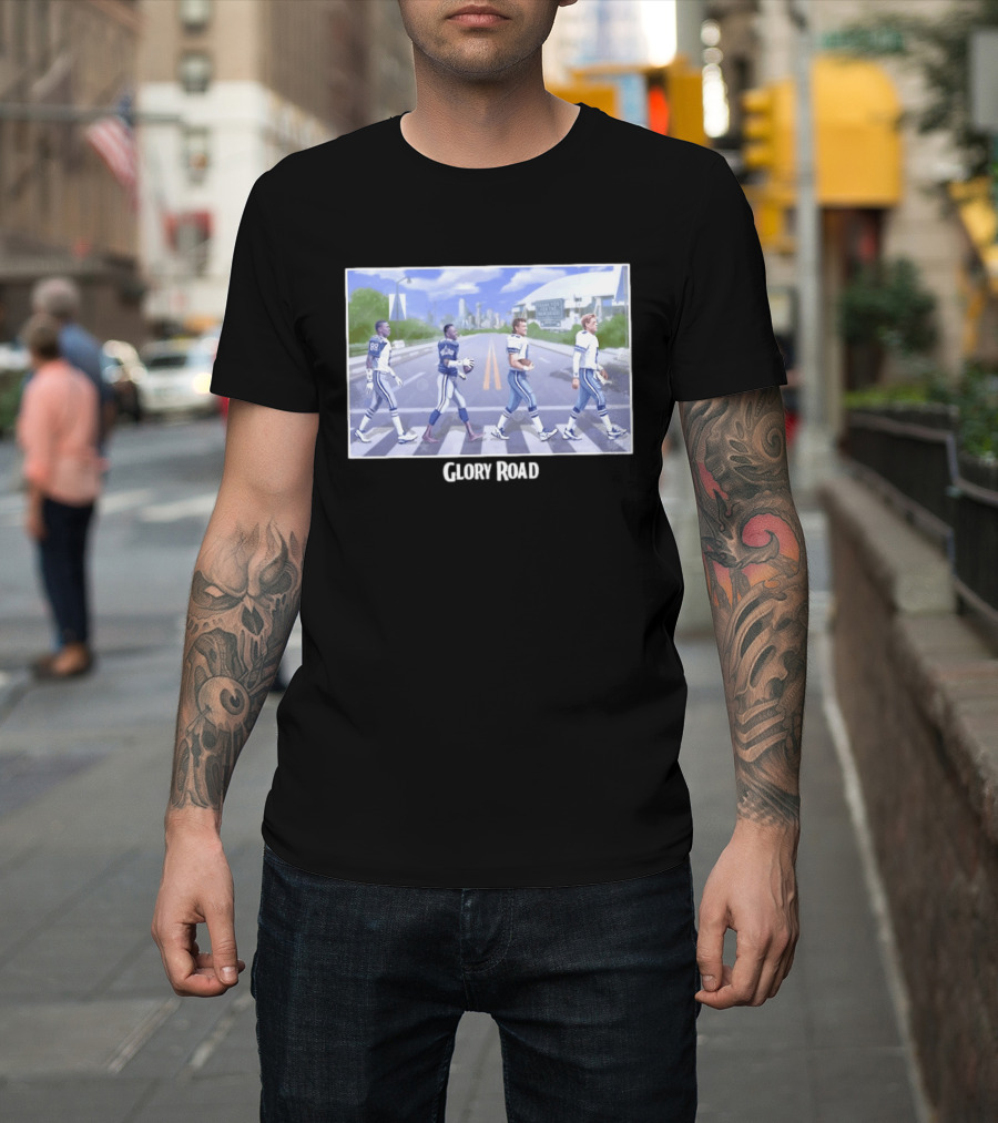 Dallas Cowboys Iconic Players Walking Glory Road Stadium T-Shirt