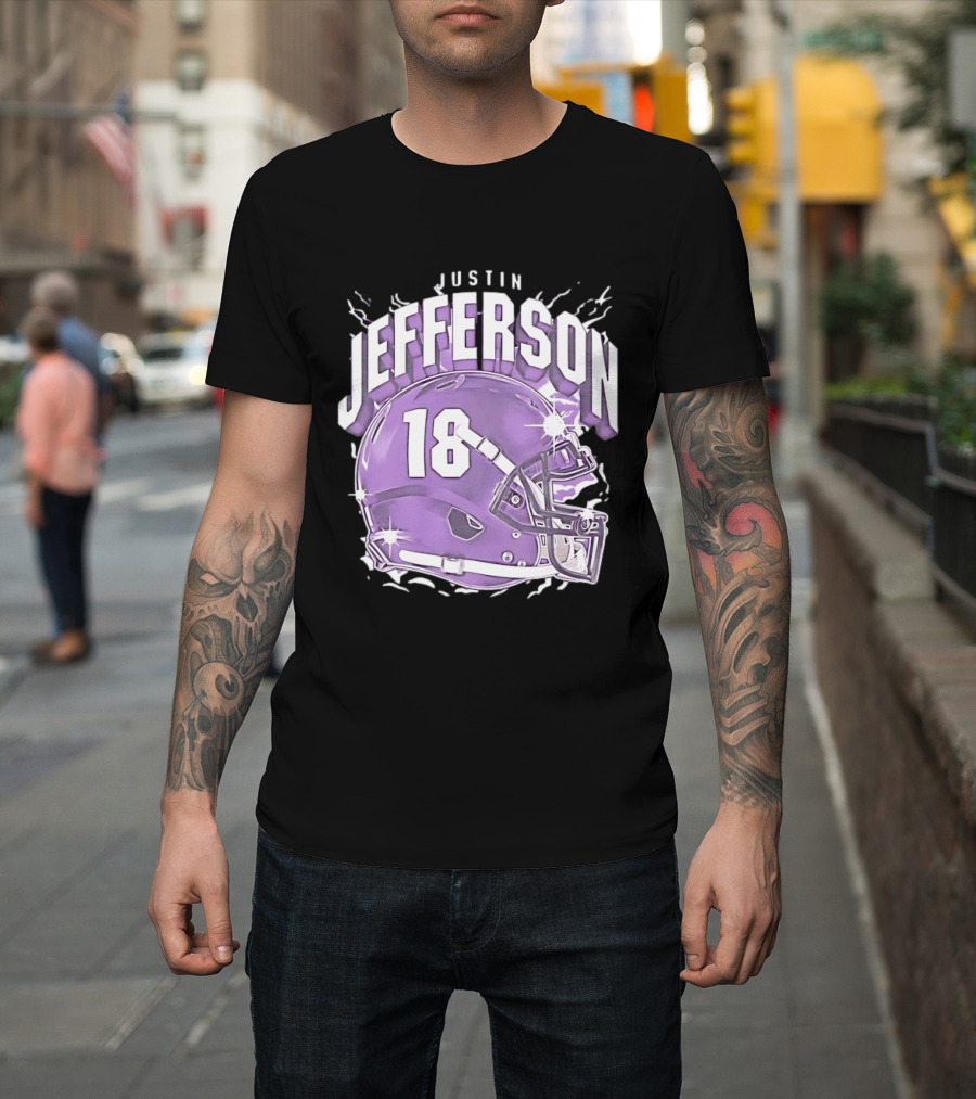 Justin Jefferson 18 Minnesota Vikings Helmet T-Shirt