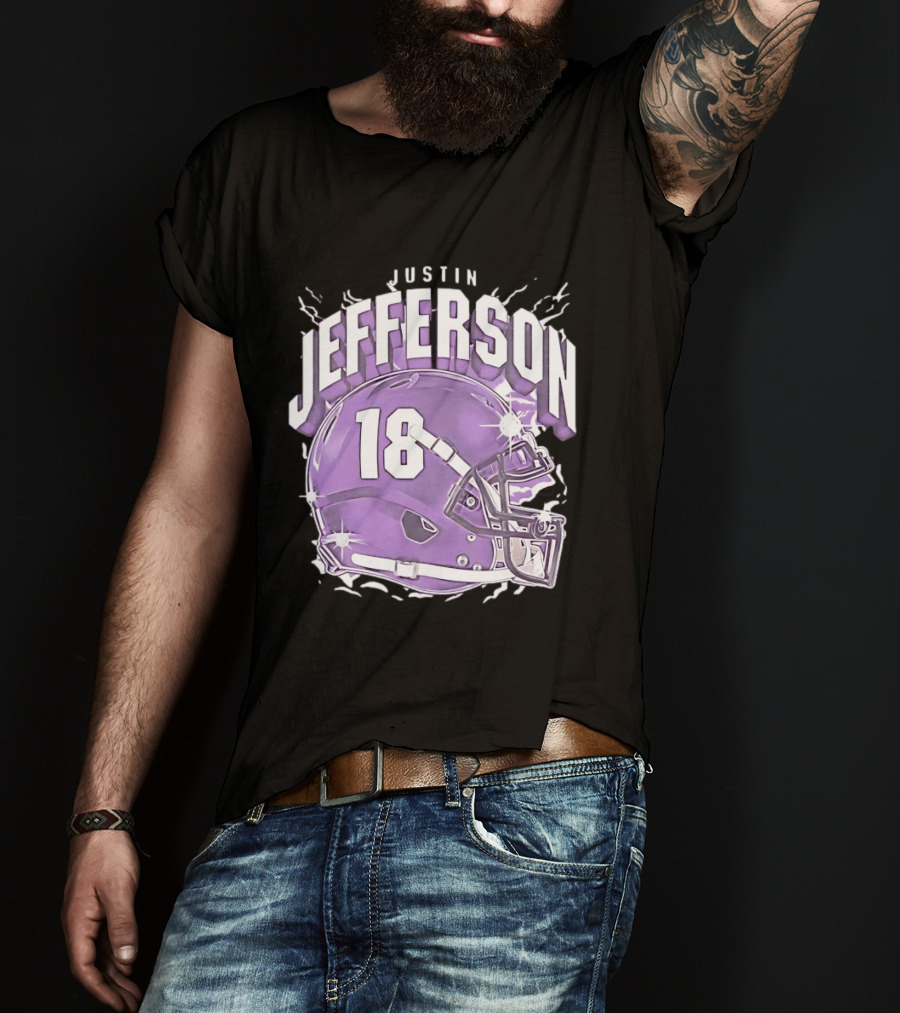 Justin Jefferson 18 Minnesota Vikings Helmet T-Shirt