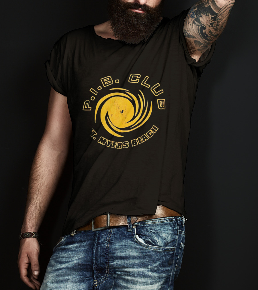 P.I.B. Club Ft Myers Beach Distressed Vintage Style Spiral T-Shirt
