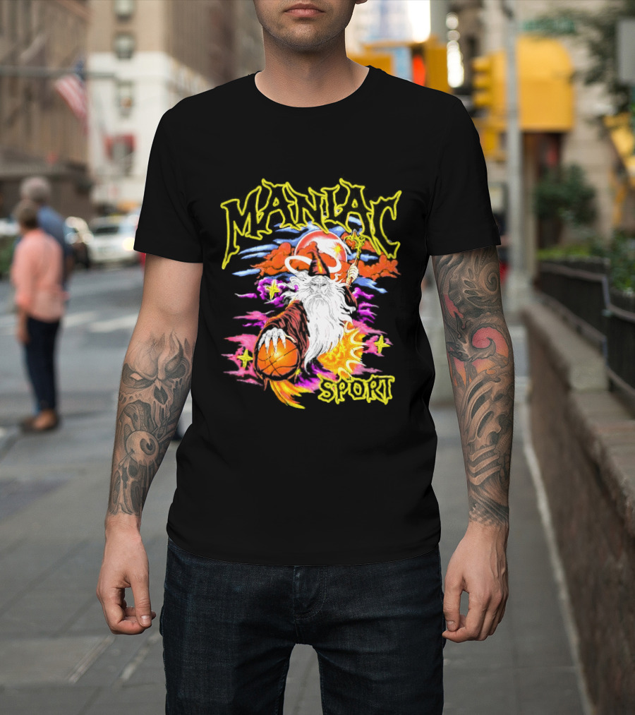 Maniac Sport Wizard Basketball Magic Santa Style Explosion T-Shirt