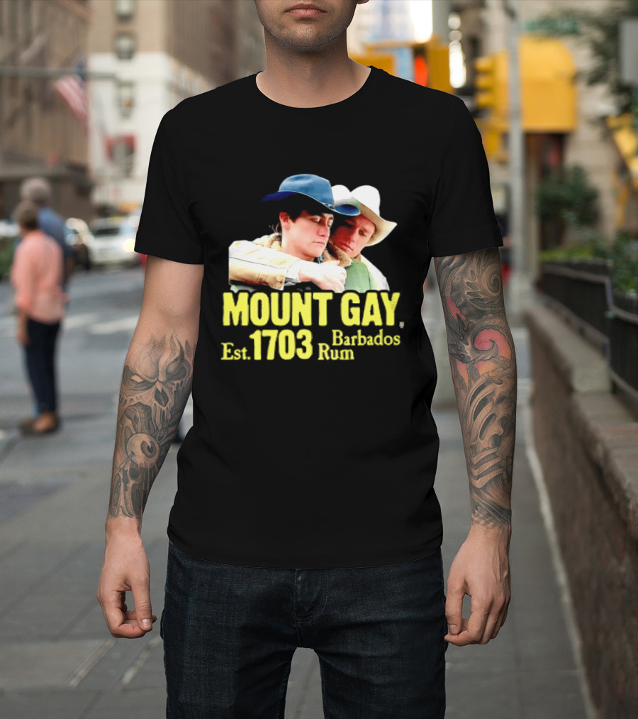 Mount Gay Est 1703 Barbados Rum Brokeback Mountain Cowboys T-Shirt