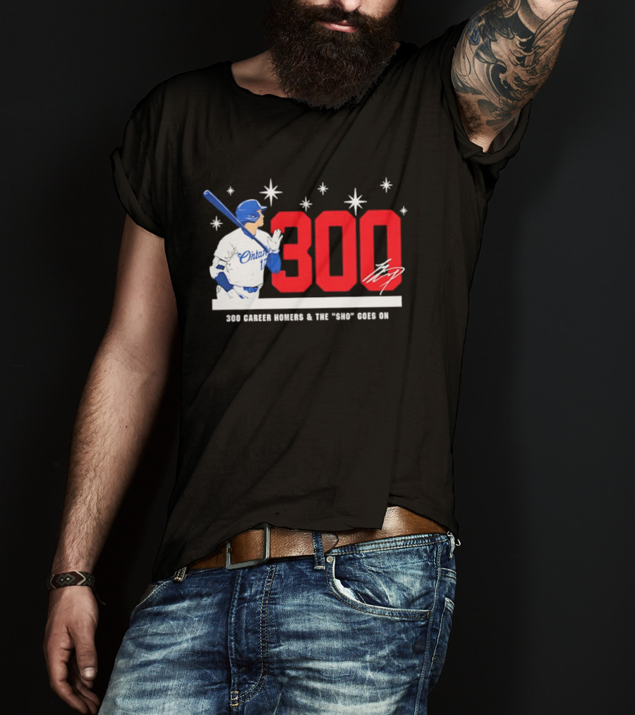 Shohei Ohtani 300 Homers The Sho Goes On Baseball T-Shirt
