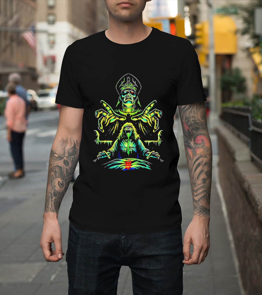 Papa Emeritus Exorcist Horror Green Neon Heavy Metal Ghost T-Shirt