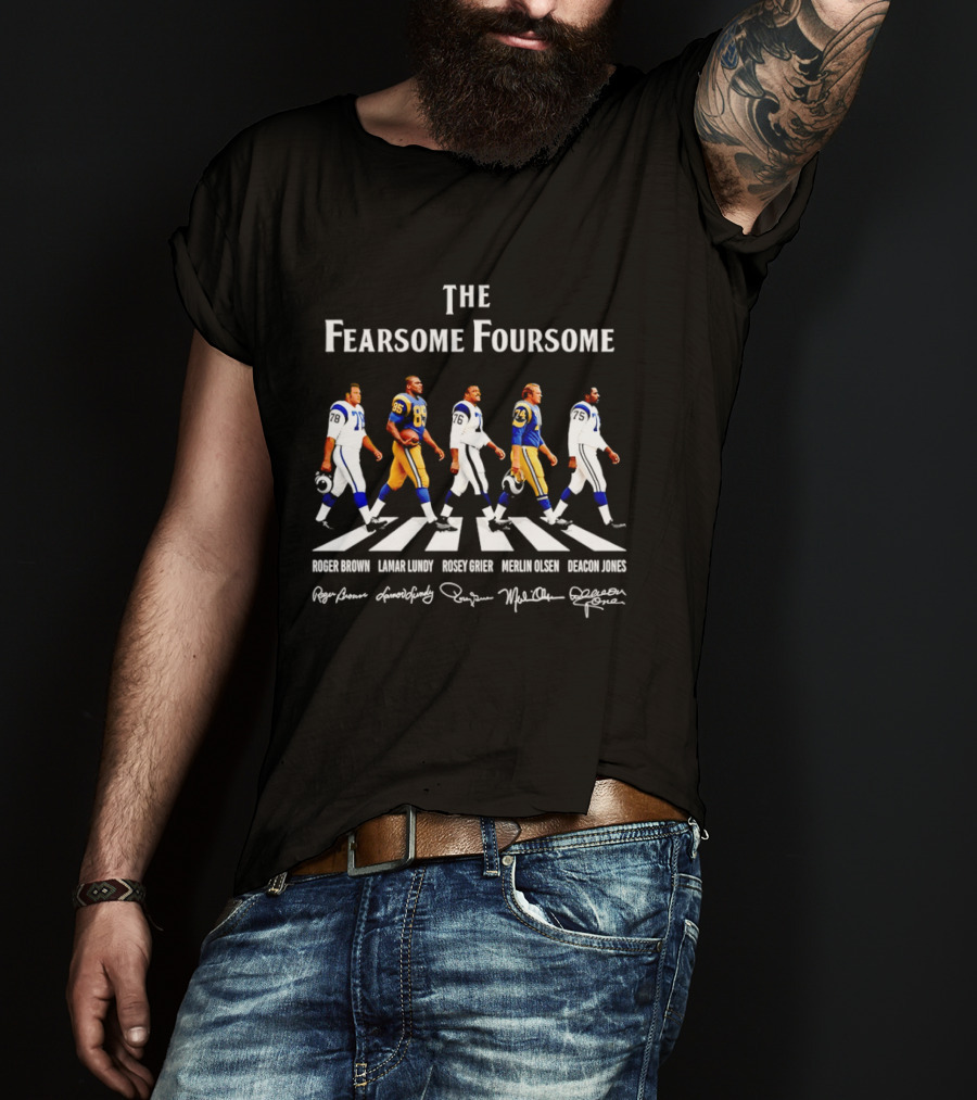 The Fearsome Foursome NFL Legends Roger Brown Lamar Lundy Rosey Grier Merlin Olsen Deacon Jones Abbey Road T-Shirt