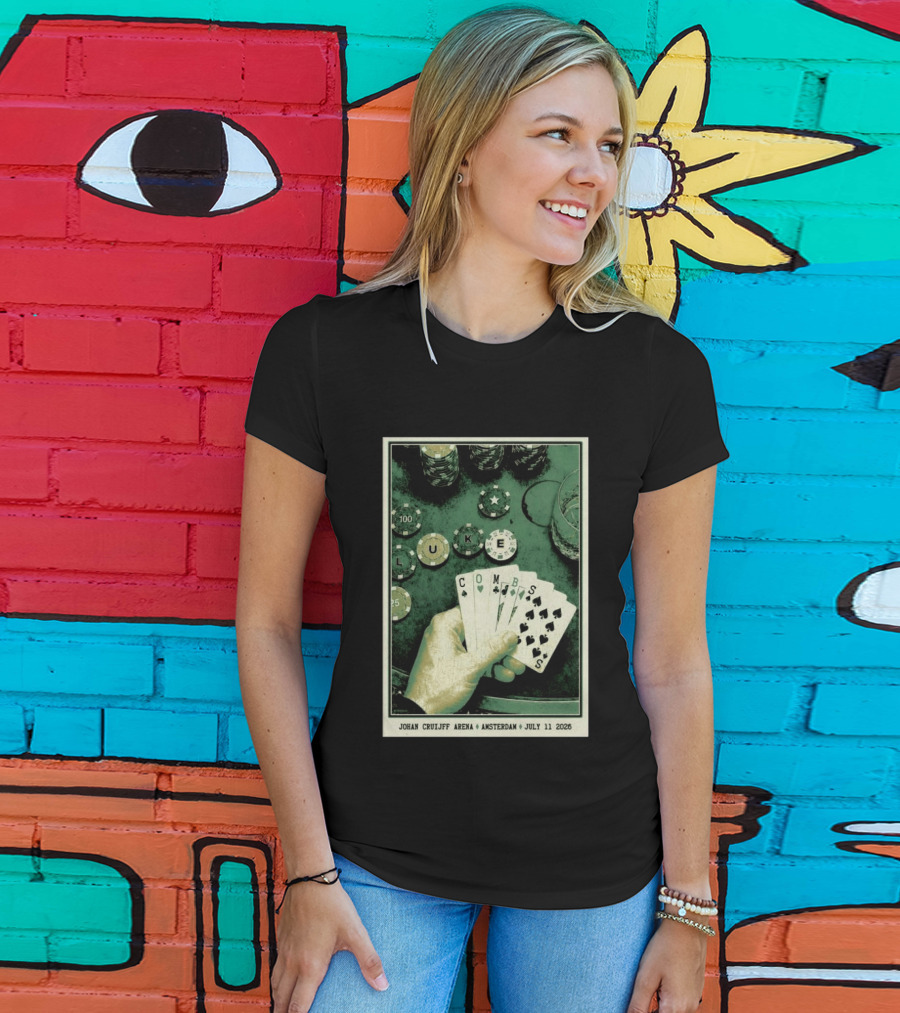 Luke Combs Poker Themed Johan Cruijff Arena Amsterdam July 11 2026 Tour T-Shirt