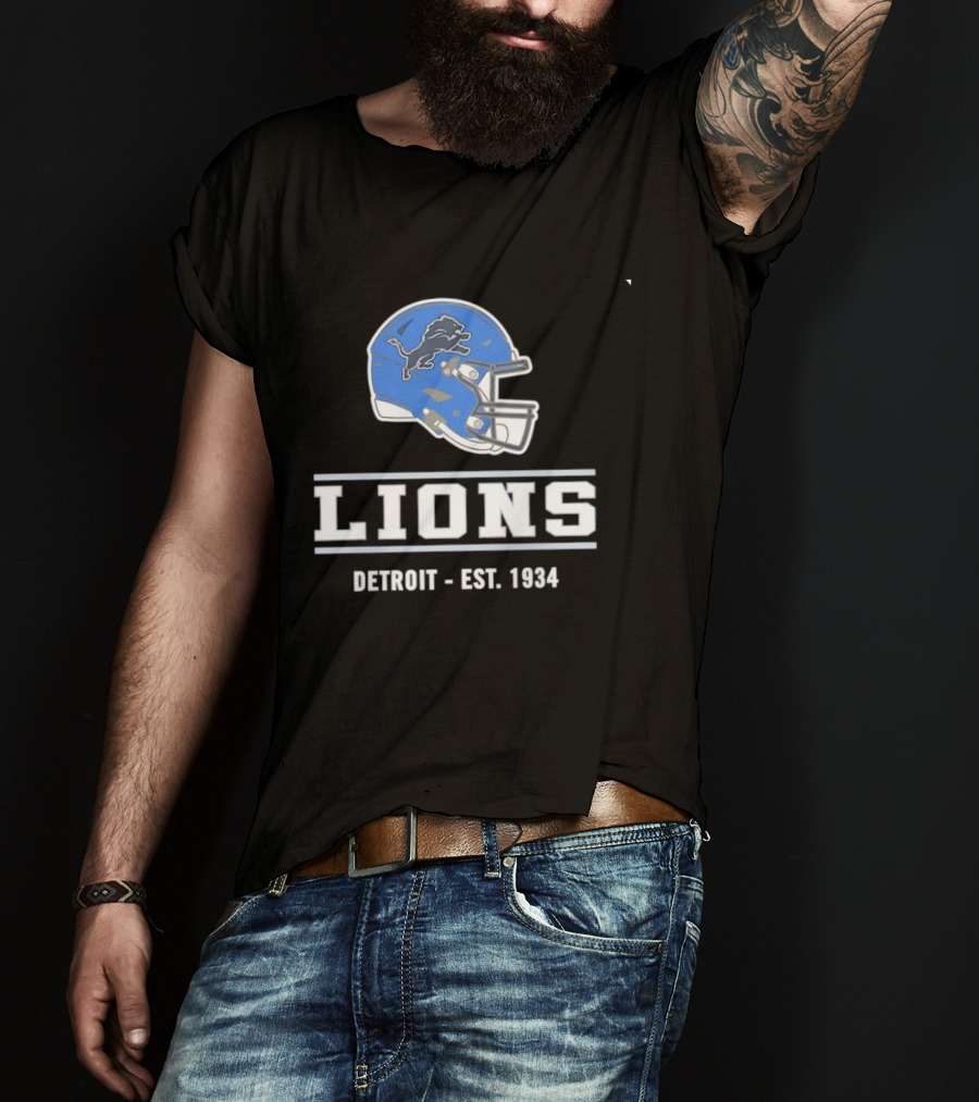 Detroit Lions Helmet Logo Est 1934 Football T-Shirt