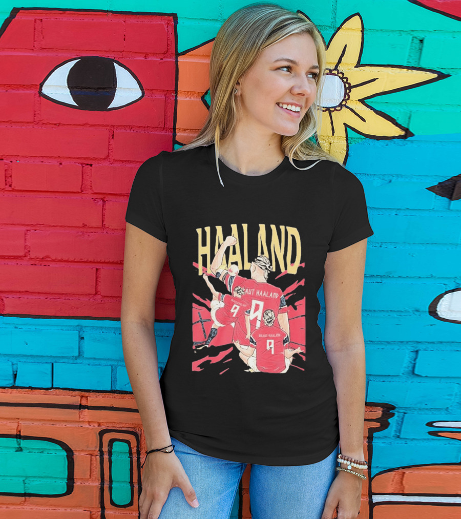 Haaland Cartoon Celebrating Norway Football Number 9 T-Shirt