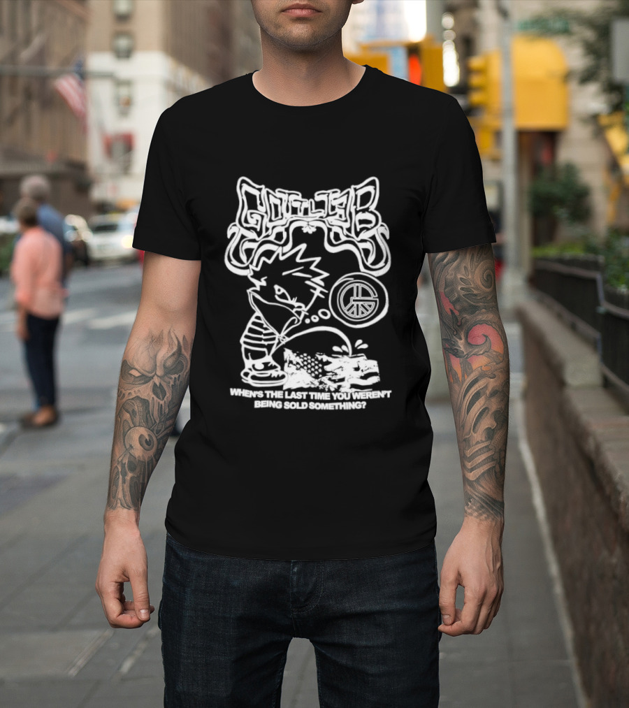 Gottlieb When Is The Last Time You Weren't Being Sold Something Spaceman And Tub Time Childlike Cartoon Sketch T-Shirt